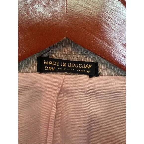 Egon Von Furstenberg Beige Tan Wool TweedBlazer 2 Button Men's 44R Vintage